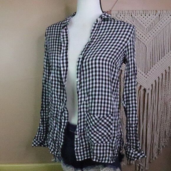 J. Jill | Gingham Plaid Button Up Top XS - Picture 1 of 8